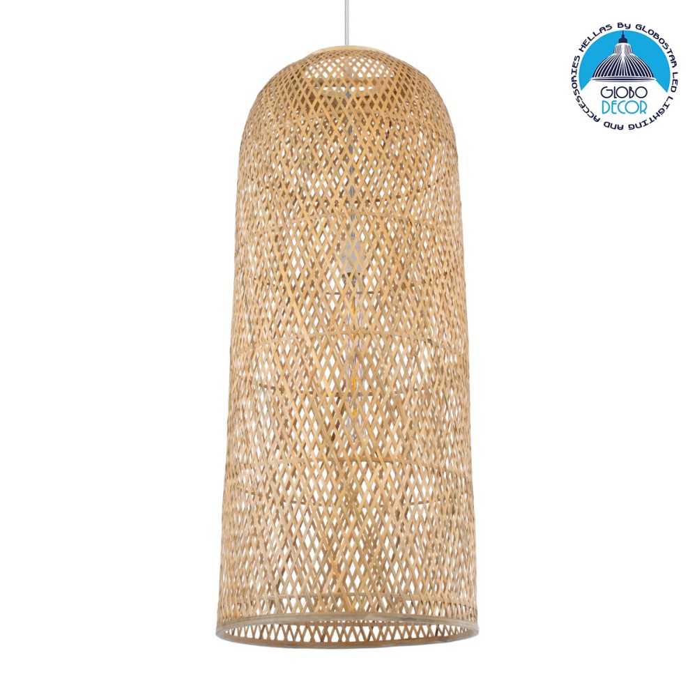 GLOBOSTAR® CALERO 01712 Boho Κρεμαστό Φωτιστικό Οροφής με Ντουί 1 x E27 AC 220-240V IP20 - Μπεζ - Μ40 x Π40 x Υ90cm